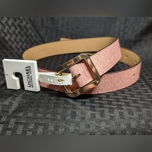 Women's Pink Michael Kors MK Logo Belt.